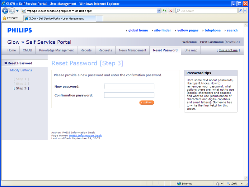 <span>Philips = Glow - Reset Password (Step 3)</span></p>